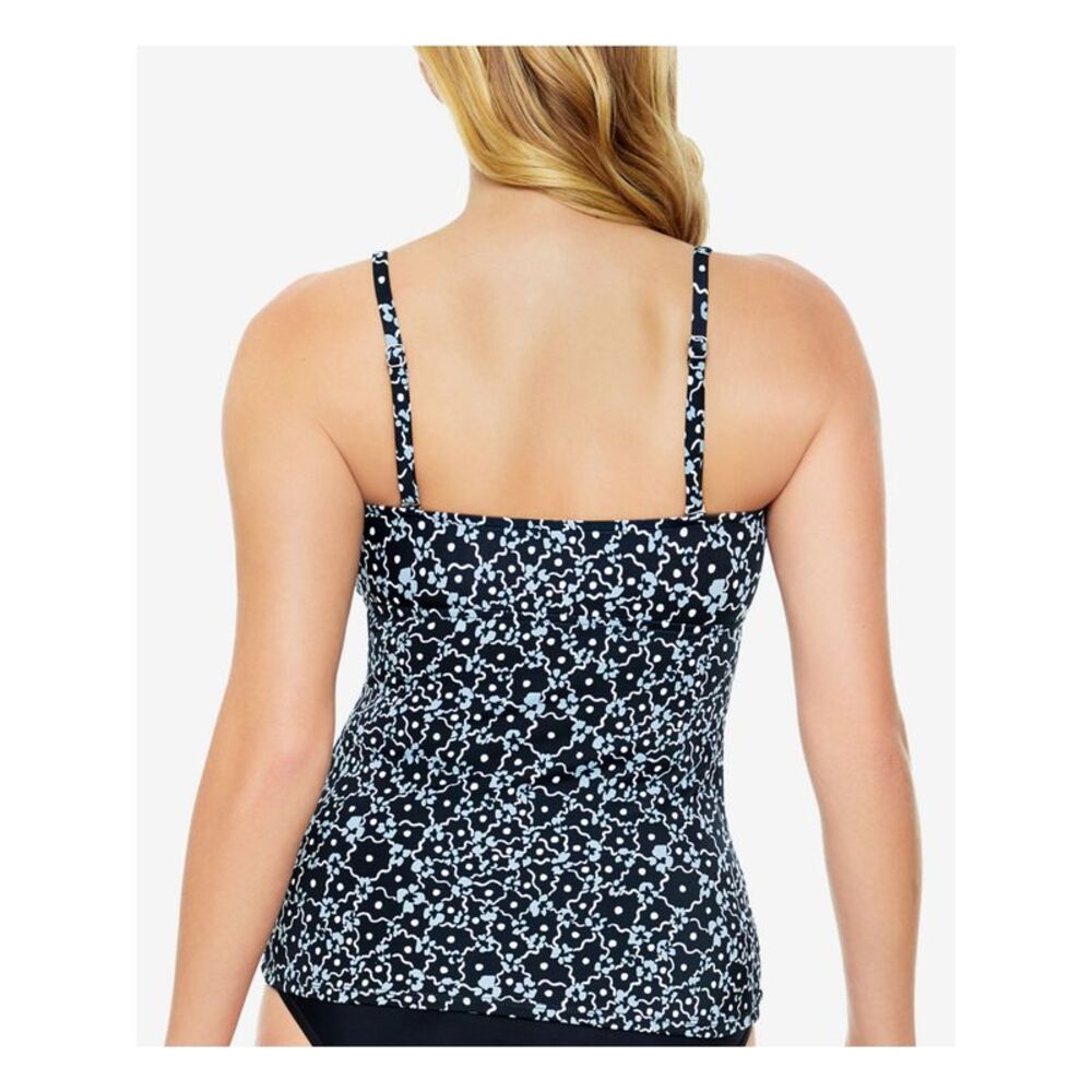 SWIM SOLUTIONS Women's Black Stretch Tankini Side-Sweetheart Swimsuit Top 8 - Picture 2 of 2